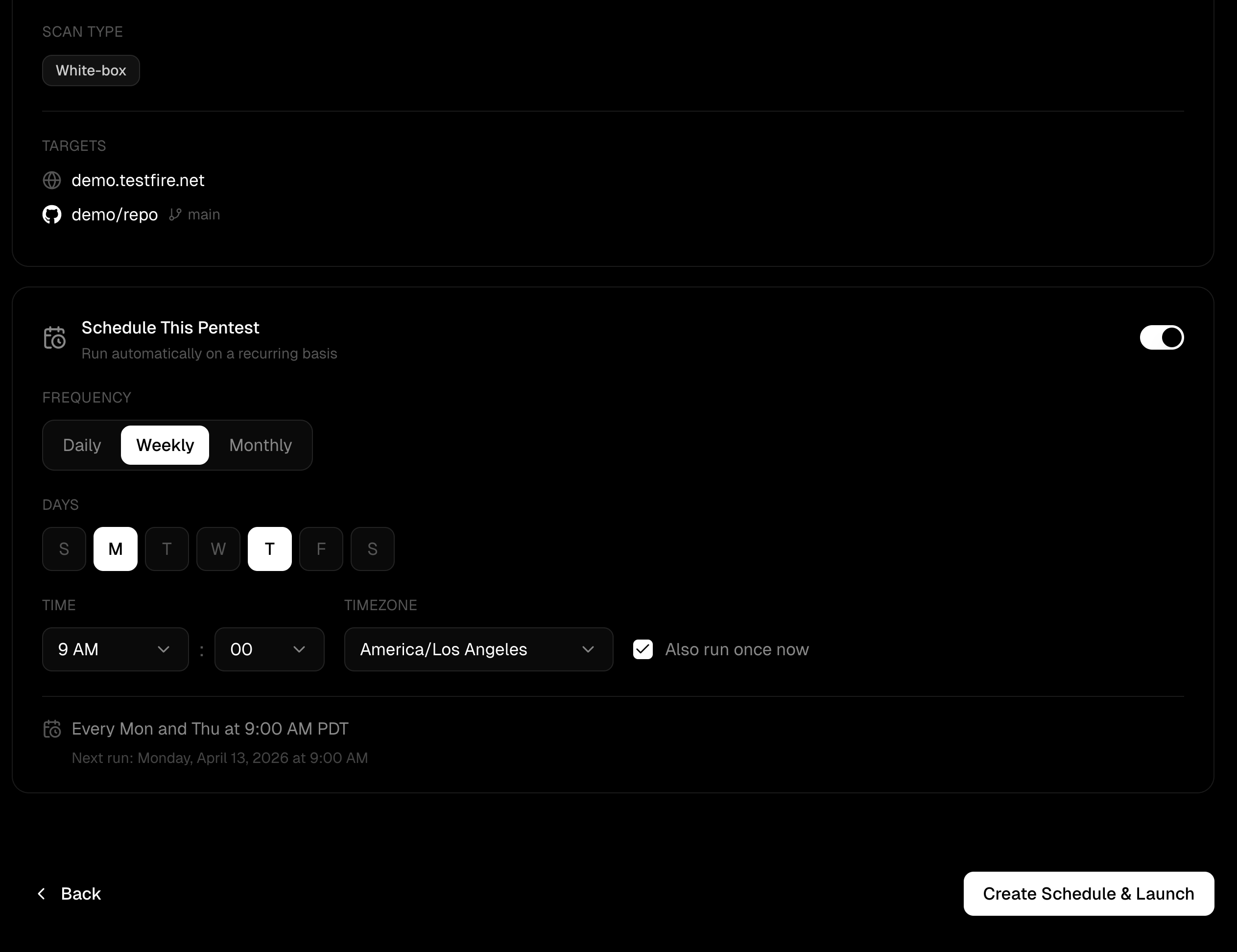 Scheduled pentests in Strix