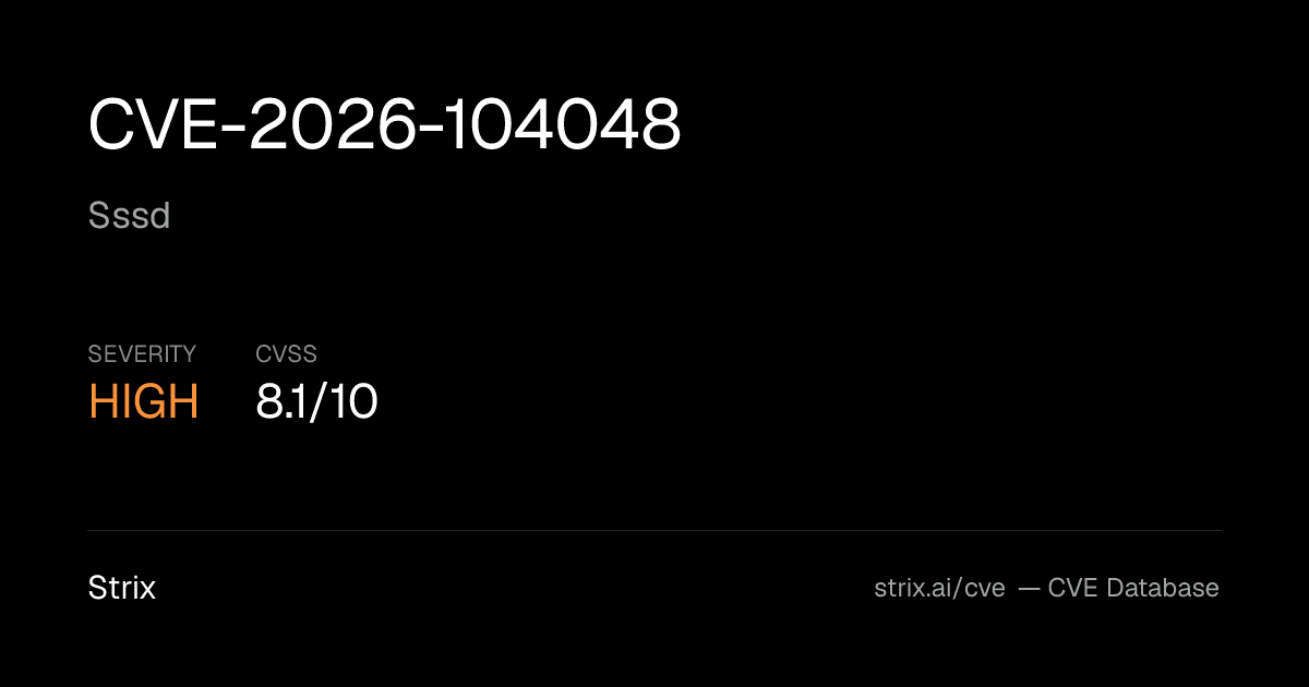 CVE-2026-104048: Sssd Vulnerability (CVSS 8.1) — Fix & Details