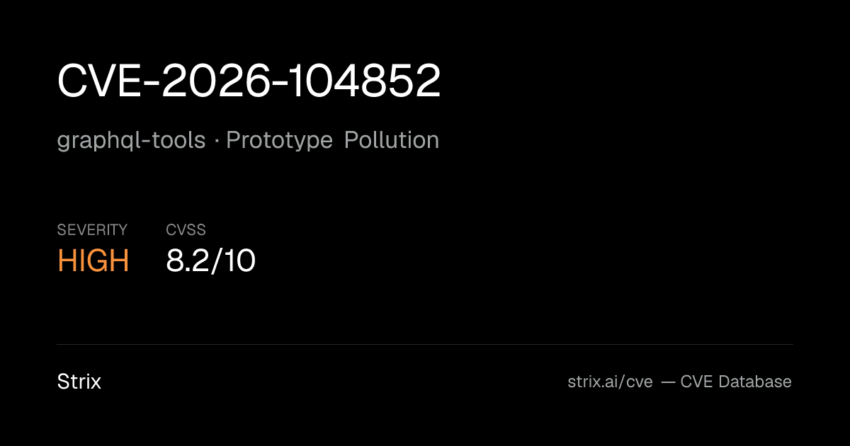 CVE-2026-104852: graphql-tools Prototype Pollution (CVSS 8.2)