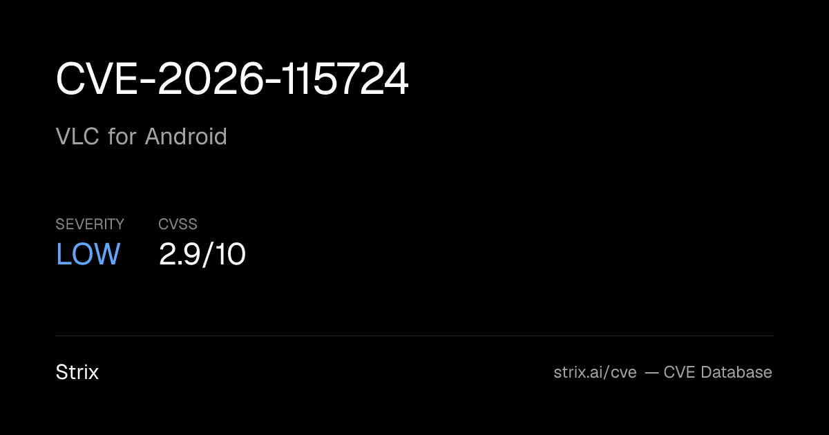 CVE-2026-115724: VLC for Android Vulnerability (CVSS 2.9)