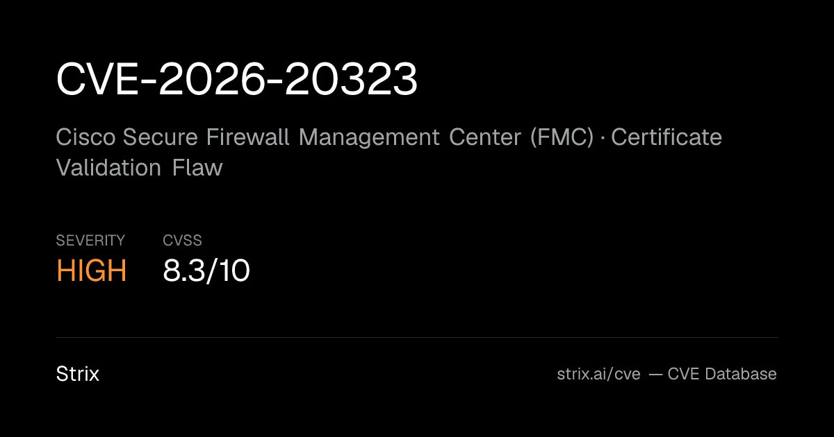 CVE-2026-20323: Cisco Secure Firewall Management Center (FMC)…