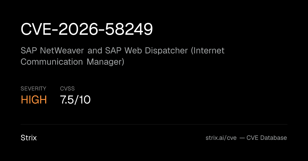 CVE-2026-58249: SAP NetWeaver and SAP Web Dispatcher (Internet…