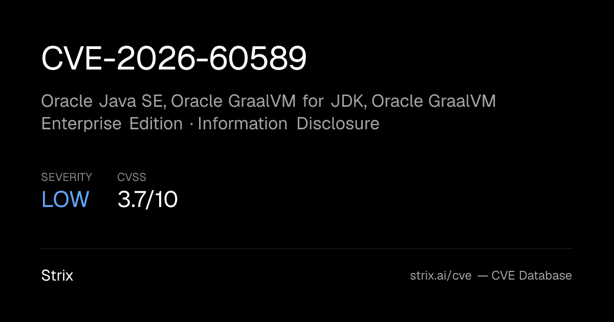 CVE-2026-60589: Oracle Java SE, Oracle GraalVM for JDK, Oracle…