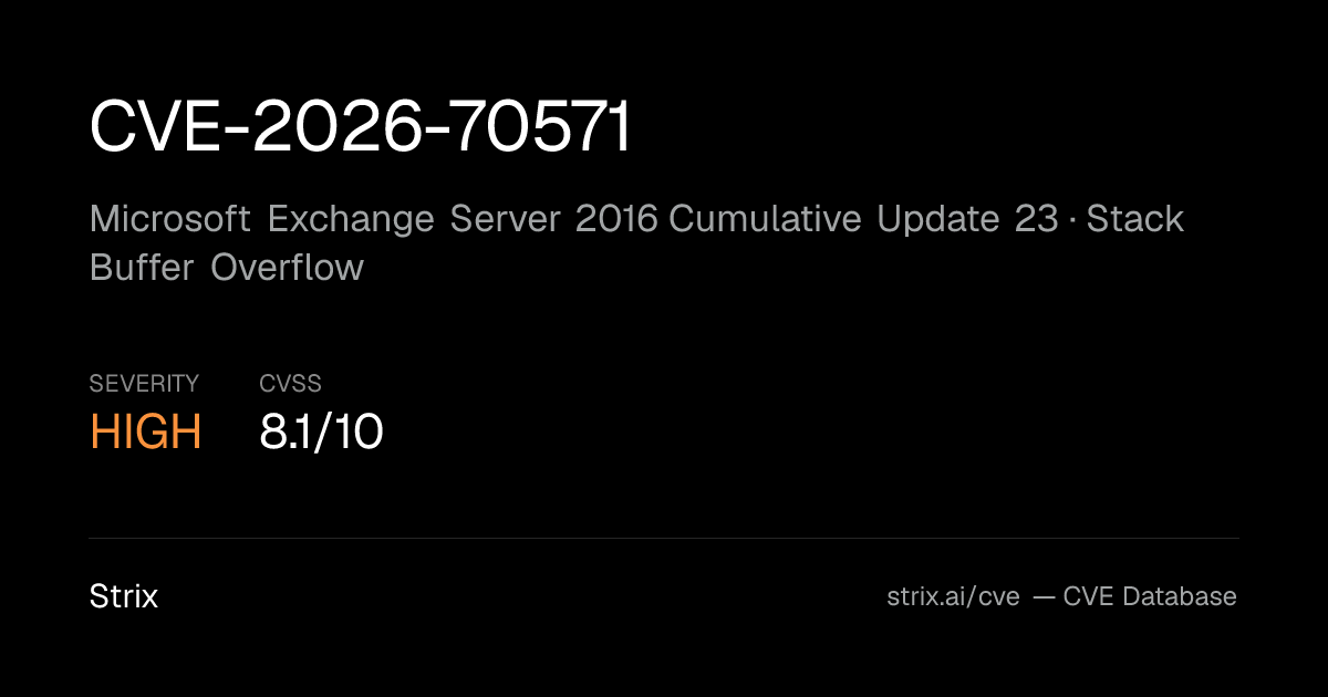 CVE-2026-70571: Microsoft Exchange Server 2016 Cumulative…