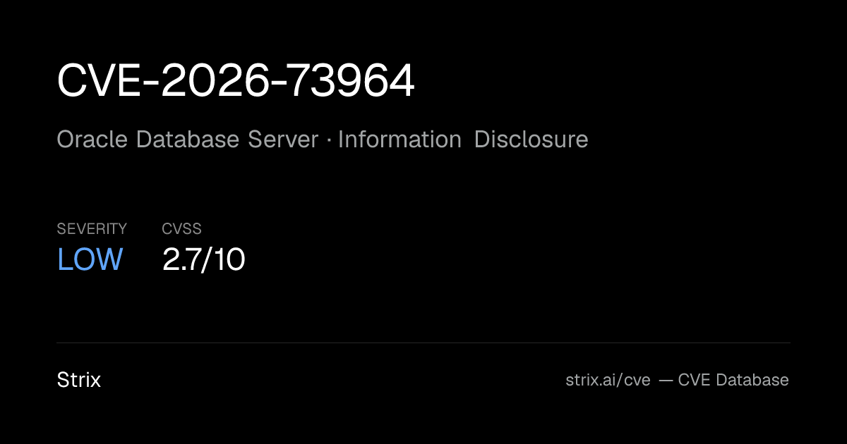 CVE-2026-73964: Oracle Database Server Information Disclosure