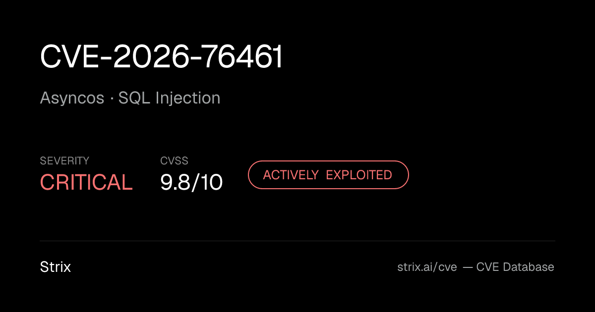 CVE-2026-76461: Cisco Secure Email SQL Injection (CVSS 9.8)