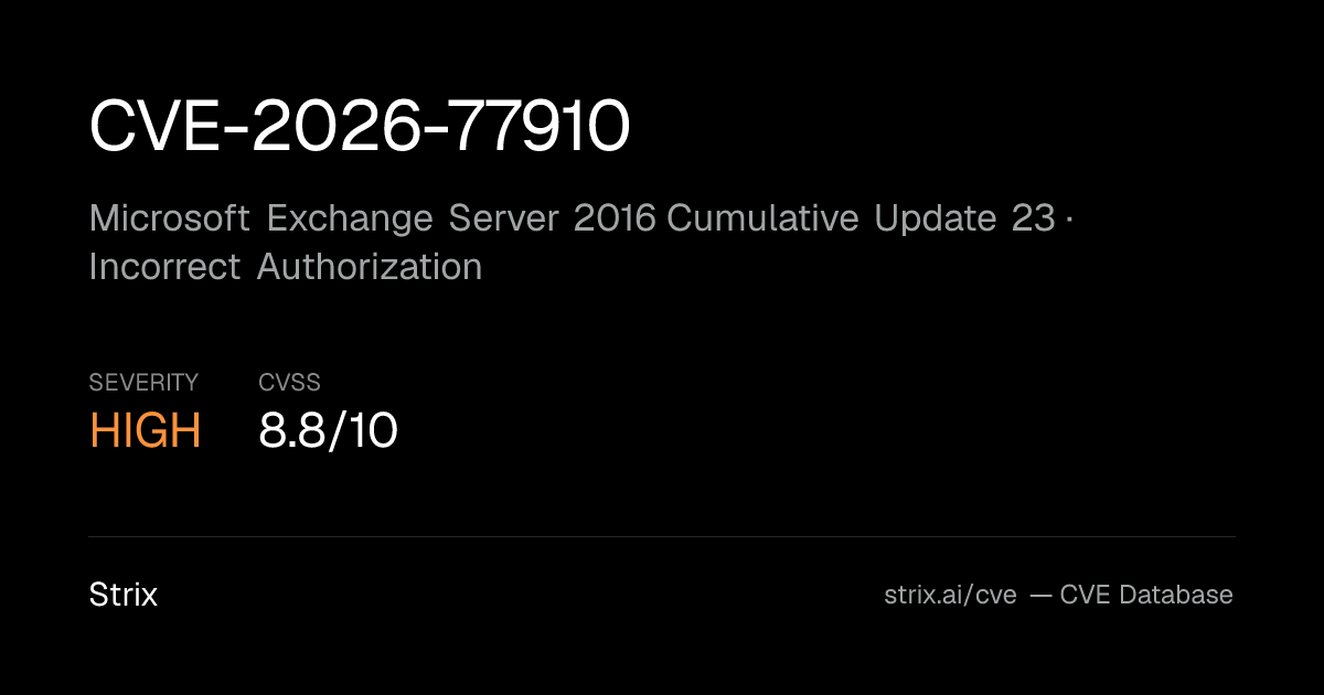 CVE-2026-77910: Microsoft Exchange Server 2016 Cumulative…