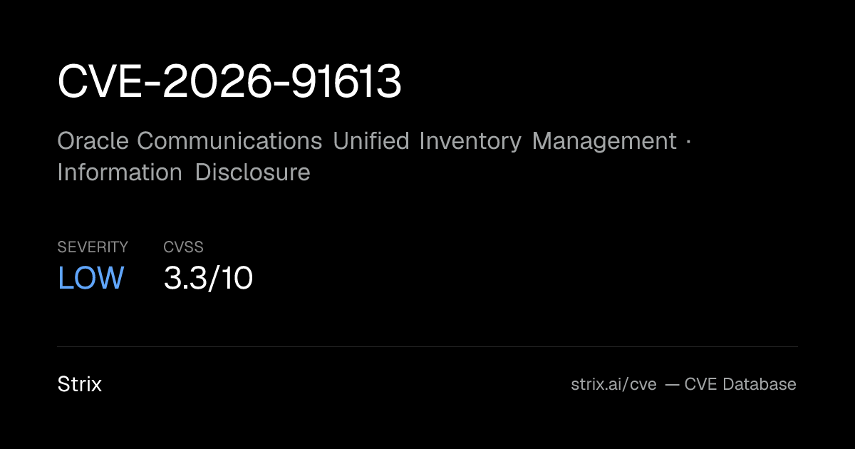 CVE-2026-91613: Oracle Communications Unified Inventory…