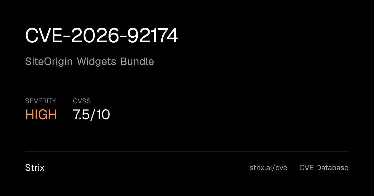 CVE-2026-92174: SiteOrigin Widgets Bundle Vulnerability