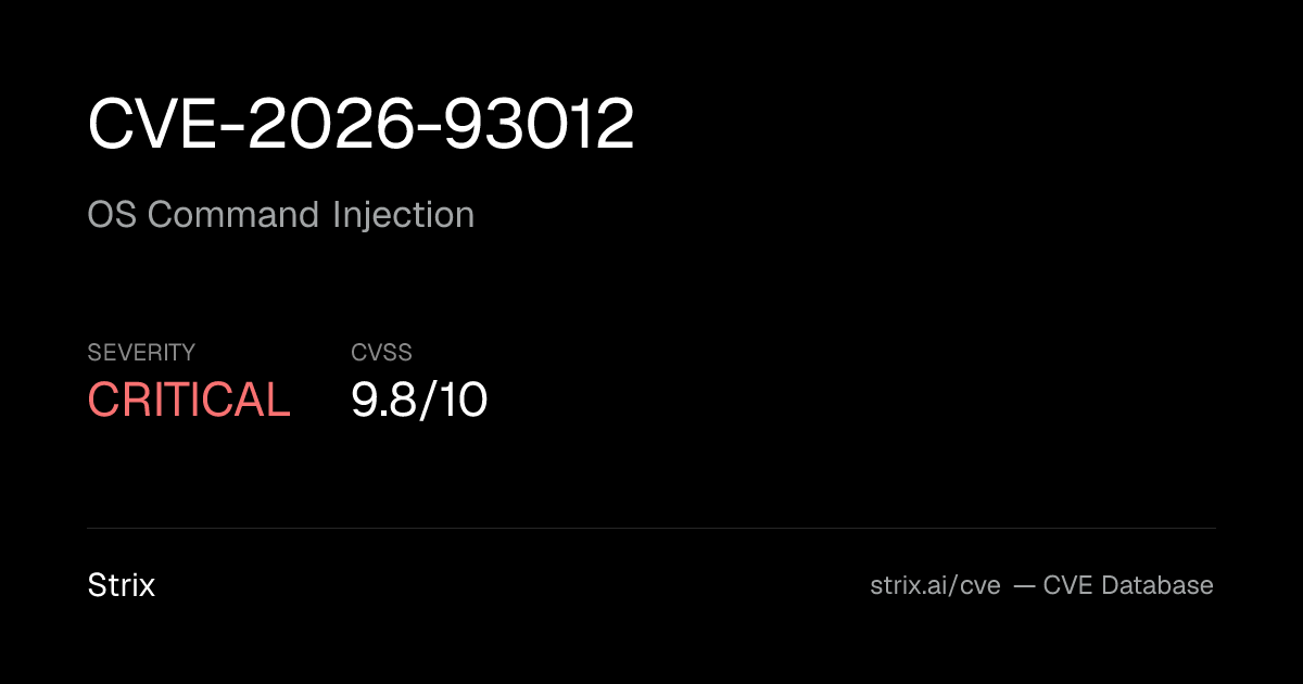 CVE-2026-93012: OS Command Injection Vulnerability (CVSS 9.8)